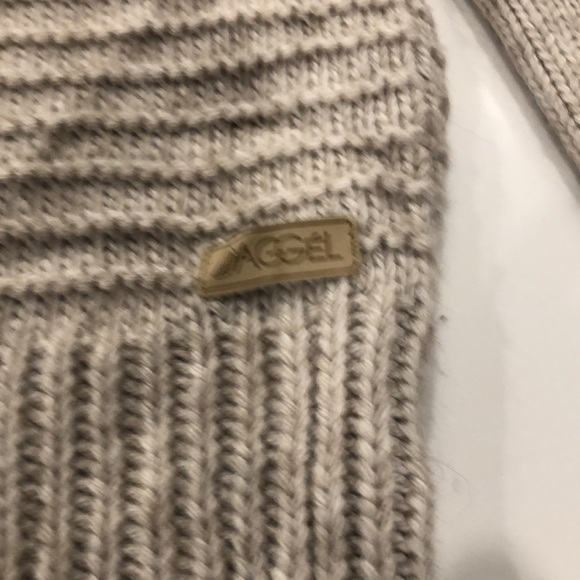 Aggel knitwear sweater wool alpaca beige SZ L bell sleeves cowl  neck - Picture 7 of 9